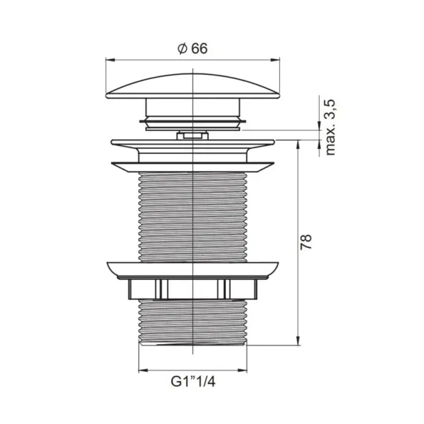 Valtemo VM-906 Bronz Bas-Çek (Pop-Up) Lavabo Sifon Başlığı – Deliksiz 15 Valtemo VM-906 Ölçüsü, Boyutu