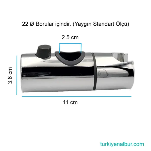 Romena Parlak Krom Slider - Sürgülü Duş Mafsalı RM-5020 76 Ayarlanabilir Duş Başlığı Boru Gezeri Boyutları Ölçüsü