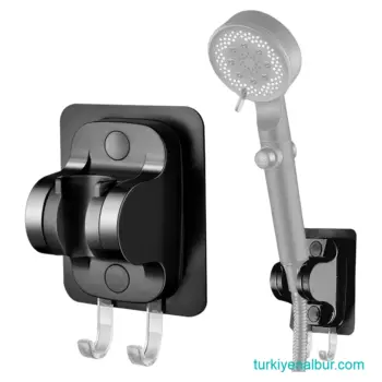 Siyah Yapışkanlı El Duşu Tutacağı - Duş Mafsalı