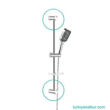 Parlak Krom Sürgülü Duş Seti Duvar Montaj Parçası Valtemo VS-140