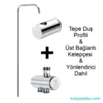 Valtemo VS-460 Krom Tepe Duş Seti Profil Borusu + Yönlendirici + Üst Bağlantı Aparatı Dahil