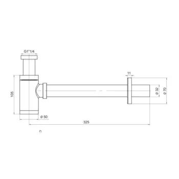 Valtemo VM-924 Mat Siyah Pirinç Lavabo Sifonu Ölçüleri Boyutu