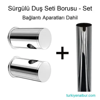 Sürgülü Duş Seti Borusu, Bağlantı Aparatları Dahil Set