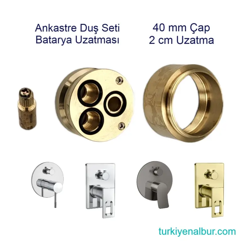 Valtemo VS-343 Ankastre Duş Seti Batarya Uzatma Seti 2 cm