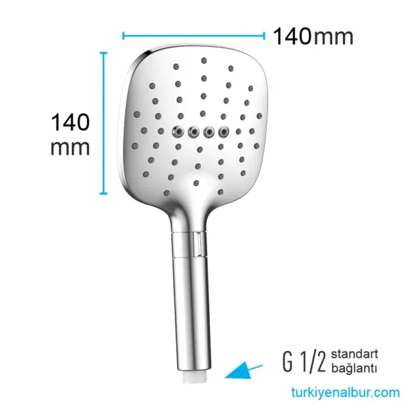 Valtemo Fergamo Krom Kare El Duşu Seti + NeoFlex PVC Patlamaz Hortumlu (VS-7612) 22 Valtemo Fergamo VS-7612 Krom El Duşu Seti Ölçüleri, Boyutu