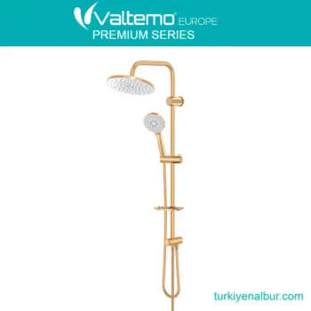 Valtemo Duş Seti Modelleri ve Fiyatları 5 Valtemo Mat Gold Yağmurlama Tepe Duş Seti