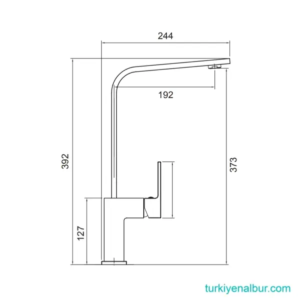 Valtemo Quatro VM-1143 Shiny Gold Mutfak Eviye Bataryası Ölçü ve Boyut Bilgilerini İçeren Görsel