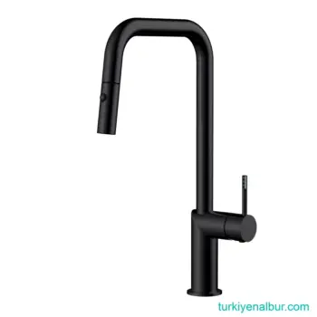 Valtemo Vario VM-2145 Mat Siyah Çekilebilir (Spiral) Hortumlu Mutfak Eviye Bataryası