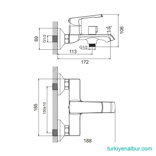 Valtemo Valentini Brushed Nickel Banyo Bataryası (VM-2411) 24 Valtemo Valentini VM-2411 Brushed Nickel Banyo Bataryası Ölçüleri ve Boyutları