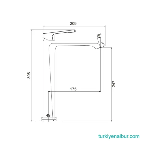 Valtemo Valentini Brushed Nickel Çanak Lavabo Bataryası (Uzun) (VM-2431) 24 Valtemo VM-2431 Valentini Uzun Çanak Lavabo Bataryası Ölçüleri ve Boyutları Görseli