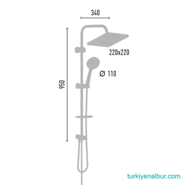 Valtemo Mat Gold Tepe Duş Seti - Yuvarlak - Fonksiyonlu (VS-2433) 23 Valtemo VS-2433 Mat Gold Duş Seti Ölçüleri, Boyutu