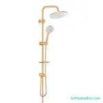 Valtemo VS-2433 Mat Gold Yuvarlak Fonksiyonlu Tepe Duş Seti