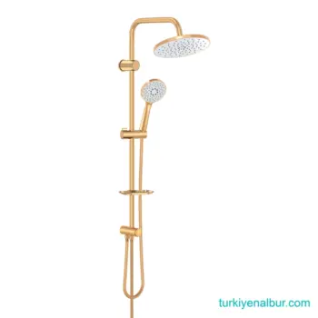 Valtemo Duş Seti Modelleri ve Fiyatları 4 Valtemo VS-2433 Mat Gold Yuvarlak Fonksiyonlu Tepe Duş Seti