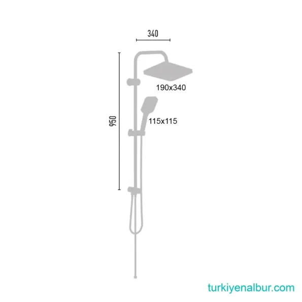 Valtemo Selfio Chrome Square (Dikdörtgen) Tepe Duş Seti – Kireç Kırıcılı, Self-Cleaning (VS-2905) 34 Valtemo Selfio VS-2905 Tepe Duş Seti Ölçüleri