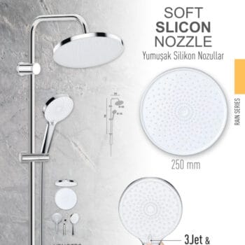 Valtemo Duş Seti Modelleri ve Fiyatları 3 Valtemo VS-2906 Venotto Silikon Tepe Duş Seti