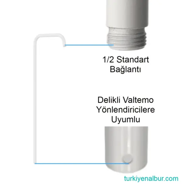 Beyaz Duş Seti Borusu Yağmurlama Robot ve Tepe Duş Sistemleri İçin Valtemo VS-462 86 Valtemo VS-462 Duş Seti Borusu Yönlendirici Uyumu