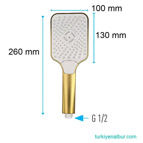 Valtemo Rainway Brushed Gold El Duşu Seti NeoFlex PVC Hortumlu (VS-7617) 36 Valtemo VS-7617 Brushed Gold El Duşu Seti Ölçüleri ve Boyutu