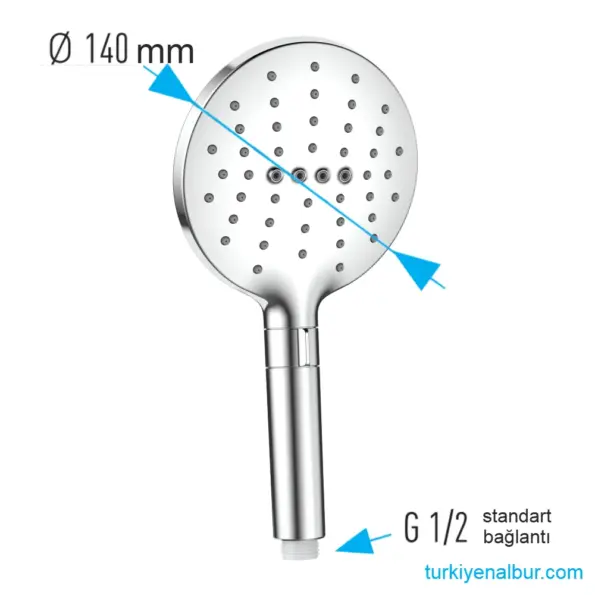 Valtemo Botega Krom Büyük Boy El Duşu Seti + NeoFlex PVC Patlamaz Hortumlu (VS-7618) 22 Valtemo VS-7618 Botega Chrome El Duşu Seti Ölçüleri Boyutu