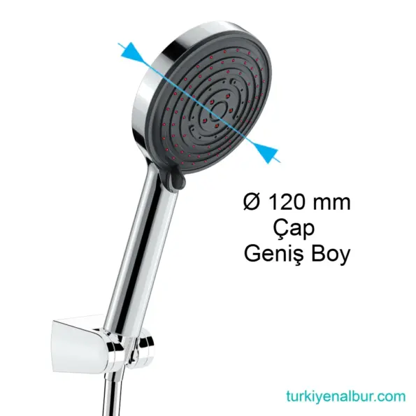 Valtemo Selfio Hortumlu El Duşu Seti Krom-Siyah Yuvarlak NeoFlex PVC (VS-7624) 33 Valtemo VS-7624 Selfio Krom Siyah El Duşu Seti Ölçüleri