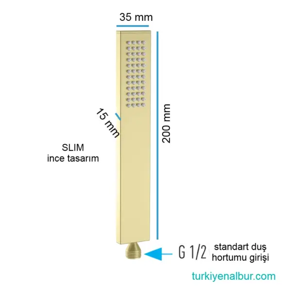 Valtemo VS-9015 Fineart Shiny Gold El Duşu Ölçüleri, Boyutu - turkiyenalbur.com