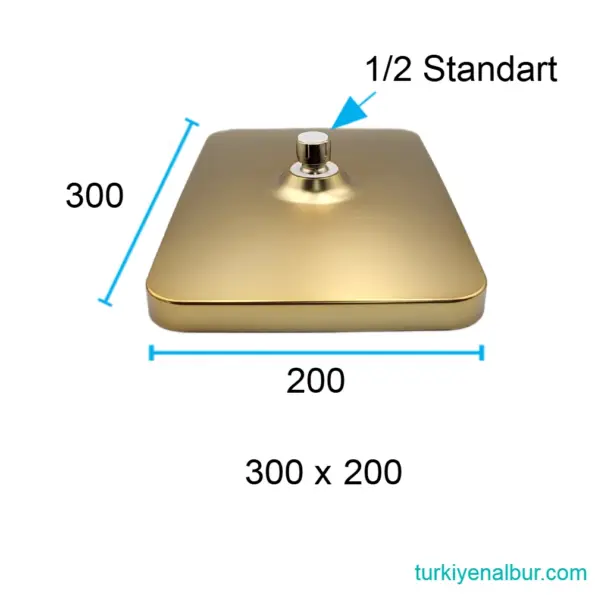 Valtemo VS-9982 Brushed Gold Tepe Duş Seti Başlığı Ölçüleri