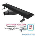 30 cm Siyah Seramik Uyumlu Ankastre Duş Kanalı