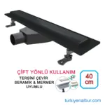 40 cm Siyah Seramik Uyumlu Gizli Giderli Duş Kanalı