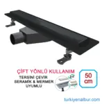 50 cm Siyah Seramik Uyumlu Gizli Giderli Duş Kanalı