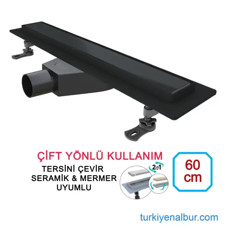Valtemo Starline Black Trendy 60 cm Siyah Seramik Uyumlu Ankastre Duş Kanalı