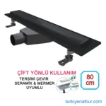 80 cm Siyah Seramik Uyumlu Gizli Giderli Duş Kanalı
