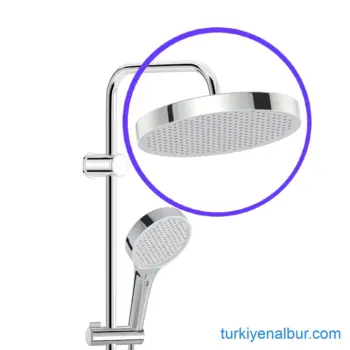 Valtemo Büyük Boy Tepe Duş Başlığı Duş Seti Üzerindeki Görünümü
