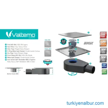Valtemo Inox-S Base Paslanmaz Çelik Yer Süzgeci Teknik Özellikleri