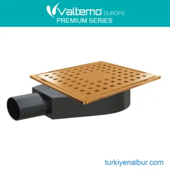 Valtemo inox-s base sifonlu kare paslanmaz çelik gold yer süzgeci banyo gideri