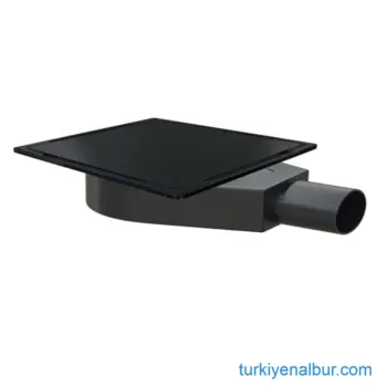 Valtemo Inox-S Trendy Black 15x15 Siyah Yer Sifonu Düz Kapak Yandan Çıkışlı
