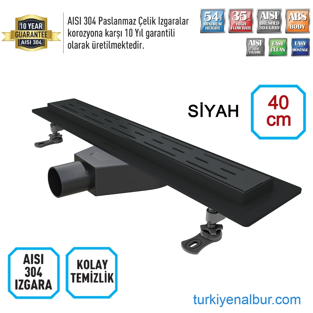 valtemo-starline-base-40-cm-siyah-dus-kanali-vld-562410 40 cm Siyah Duş Kanalı - Valtemo Starline Base Black