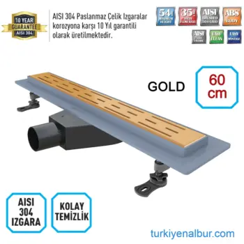 Valtemo Starline Base 60 cm Gold Duş Kanalı