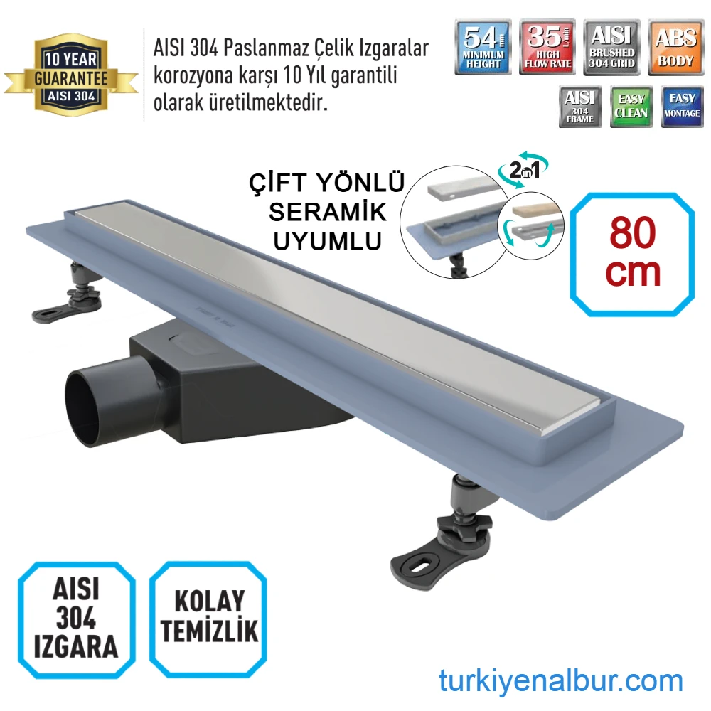 valtemo-starline-trendy-80-cm-cift-yonlu-seramik-uyumlu-dus-kanali Valtemo Starline Trendy 80 cm Çift Yönlü Seramik Uyumlu Gizli Görünüm Duş Kanalı