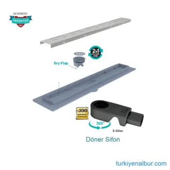 Valtemo VLD-567860 Duş Kanalı Süzgeç Sifonu Detaylı Görünüm, Montaj