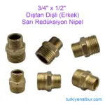 3/4 x 1/2 Dış Dişli Orantılı Nipel - Sarı Redüksiyon Ara Bağlantı Aparatı (RM-9502) 29 1-2-x-3-4-dis-disli-orantili-nipel-rm-9502