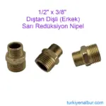 1/2 x 3/8 Dış Dişli Orantılı Nipel - Sarı Redüksiyon Ara Bağlantı Aparatı (RM-9501) 29 1-2-x-3-8-sari-orantili-reduksiyon-nipel-rm-9501 (1)