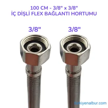 3/8" x 3/8" İç Dişli 100 cm Flex Bağlantı Hortumu