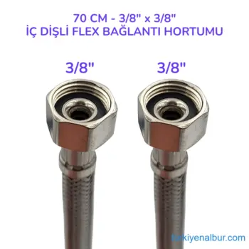 3/8" x 3/8" İç Dişli 70 cm Flex Bağlantı Hortumu