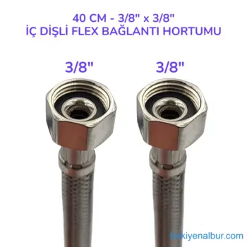 40 cm Paslanmaz Flex Hortumu 3/8 Taharet Musluğu Klozet Bağlantı Hortumu
