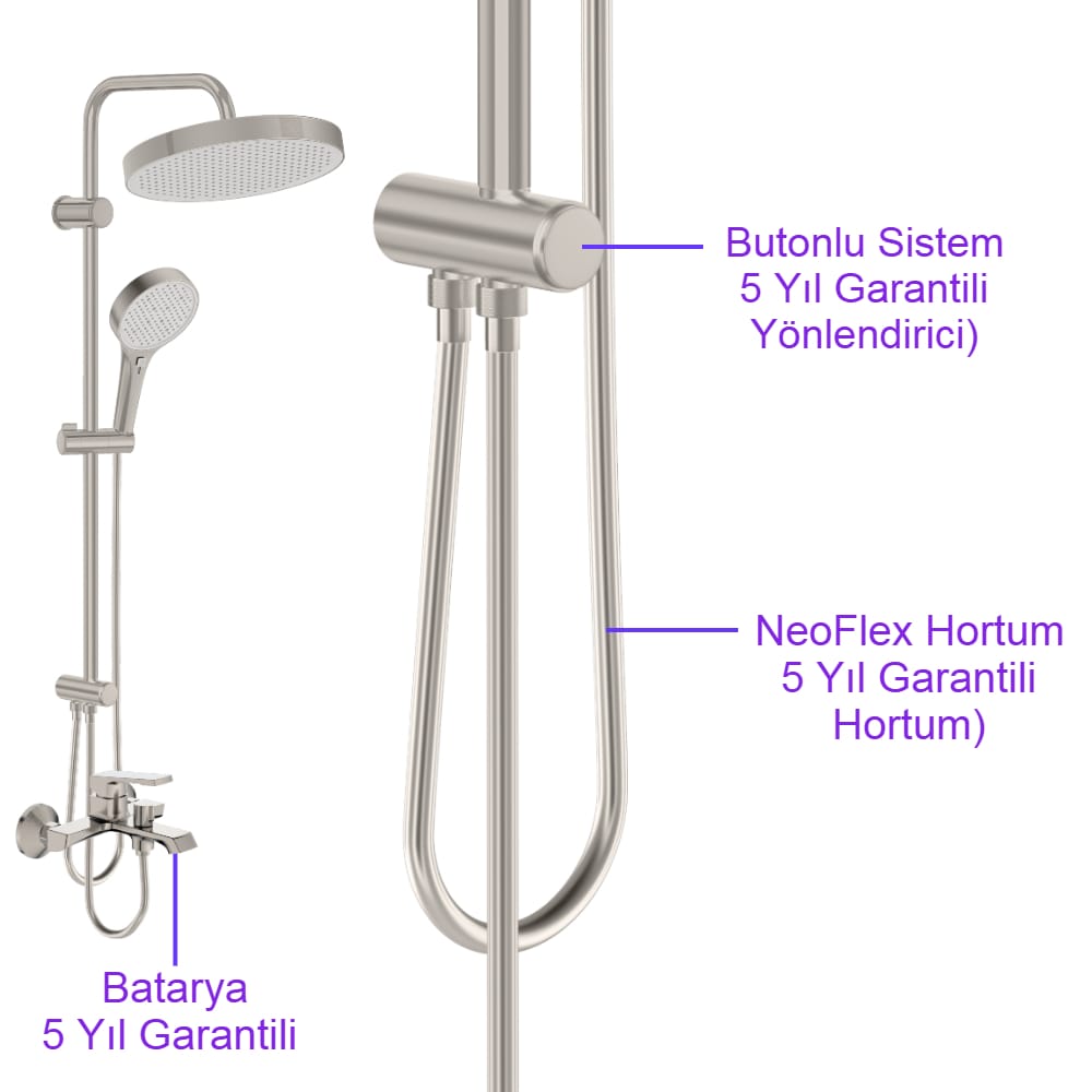 banyo-bataryali-dus-seti-vs-3194 NeoFlex PVC Hortumlu Banyo Bataryalı Duş Seti