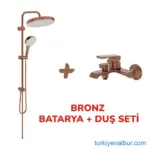 Bronz Bataryalı Yağmurlama Duş Seti