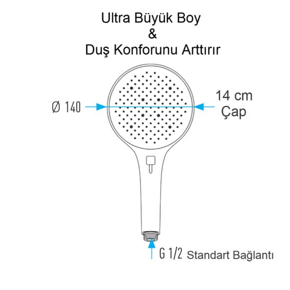 Valtemo VS-9018 El Duşu Ölçüleri Boyutu