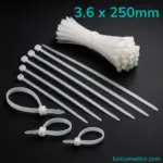 3.6x250 mm Beyaz Cırt Kelepçe Kablo Bağı