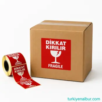 Koli Dikkat Kırılır Uyarı Etiketi 10x8 cm